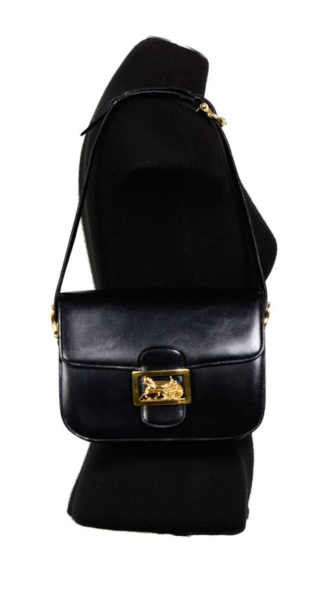 celine horse carriage shoulder bag black|Celine Horse Carriage Shoulder Bag Leather Black .